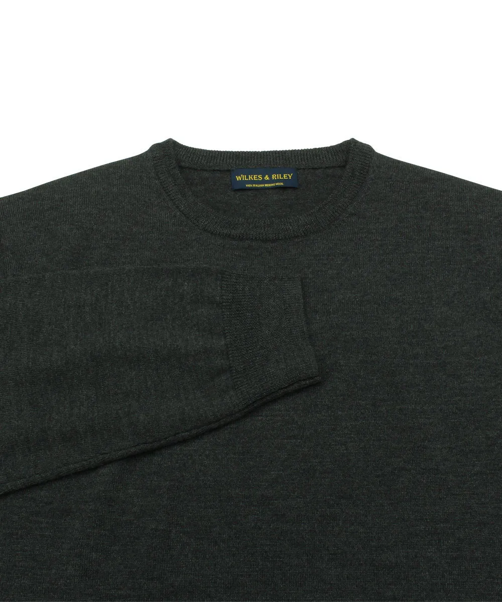 100% Pure Merino Wool Zegna Baruffa Crewneck Sweater - Charcoal