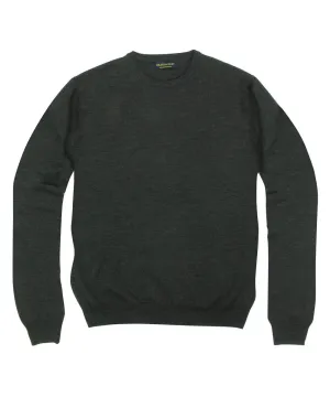 100% Pure Merino Wool Zegna Baruffa Crewneck Sweater - Charcoal