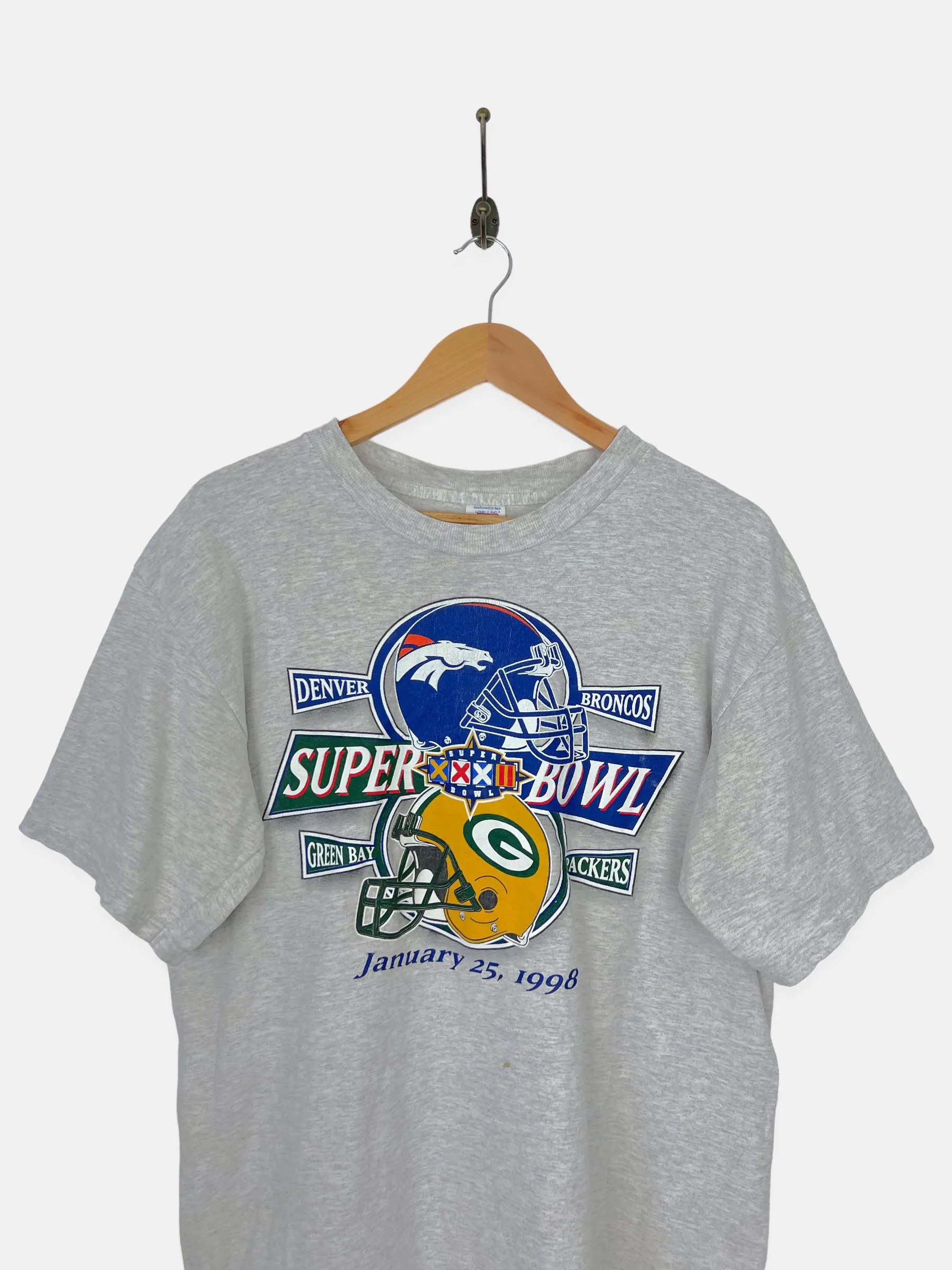 1998 NFL Super Bowl Broncos vs Packers USA Made Vintage T-Shirt Size M-L