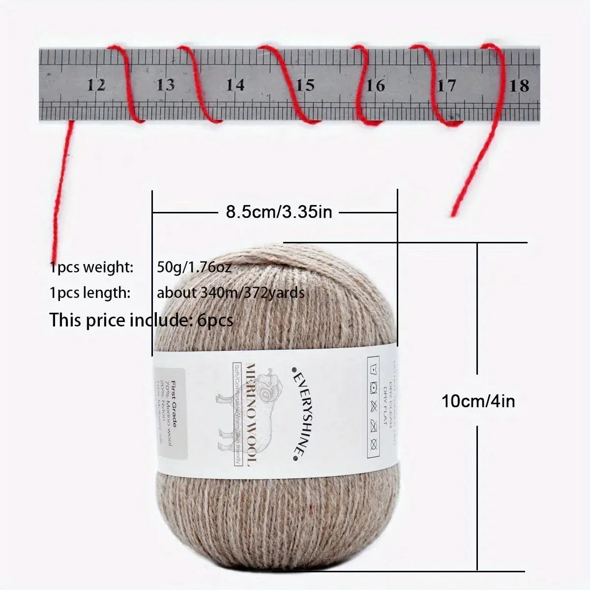 6pcs Merino Wool Silk Yarn For Knitting And Crocheting Scarves, Hats, Sweaters, Shawls, Cardigans, And Gloves Soft 1.76oz/pc