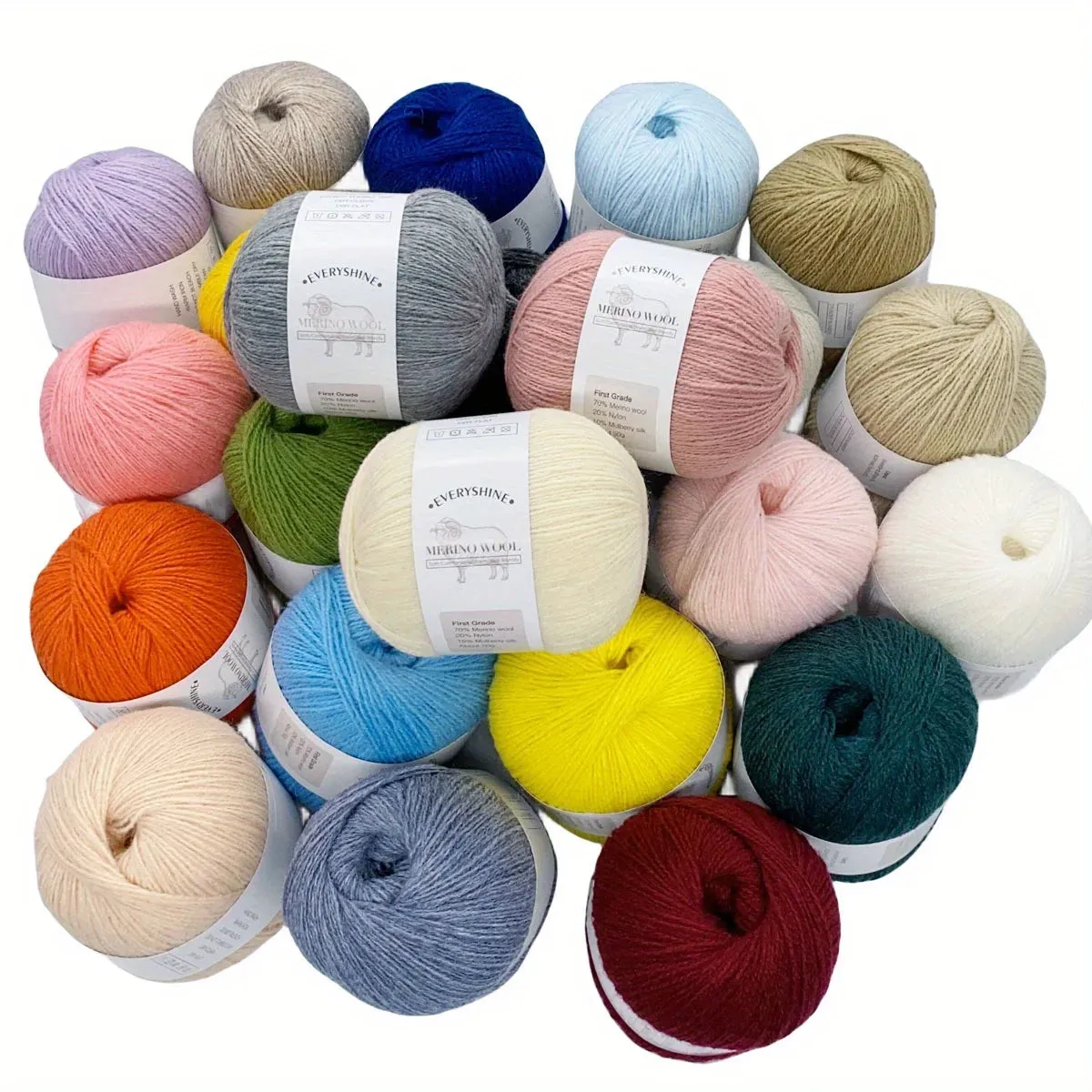 6pcs Merino Wool Silk Yarn For Knitting And Crocheting Scarves, Hats, Sweaters, Shawls, Cardigans, And Gloves Soft 1.76oz/pc