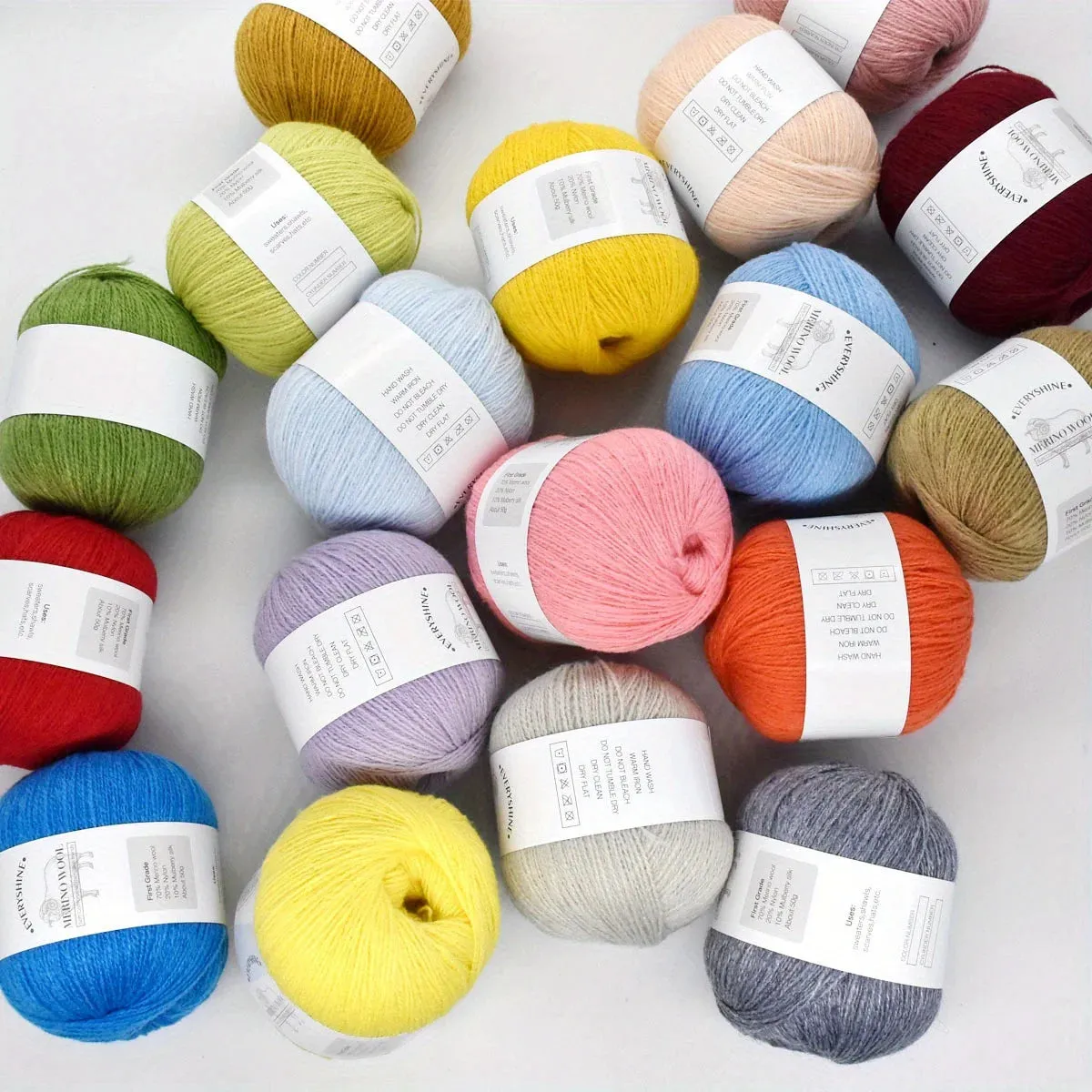 6pcs Merino Wool Silk Yarn For Knitting And Crocheting Scarves, Hats, Sweaters, Shawls, Cardigans, And Gloves Soft 1.76oz/pc