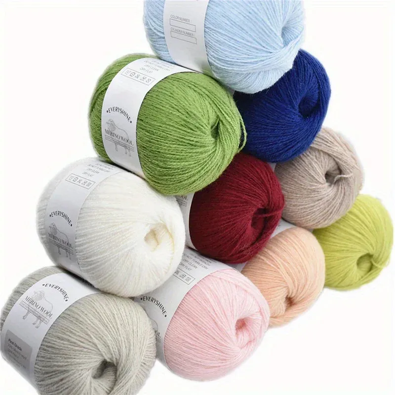 6pcs Merino Wool Silk Yarn For Knitting And Crocheting Scarves, Hats, Sweaters, Shawls, Cardigans, And Gloves Soft 1.76oz/pc