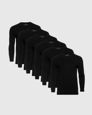 All Black Long Sleeve Crew Neck 6-Pack