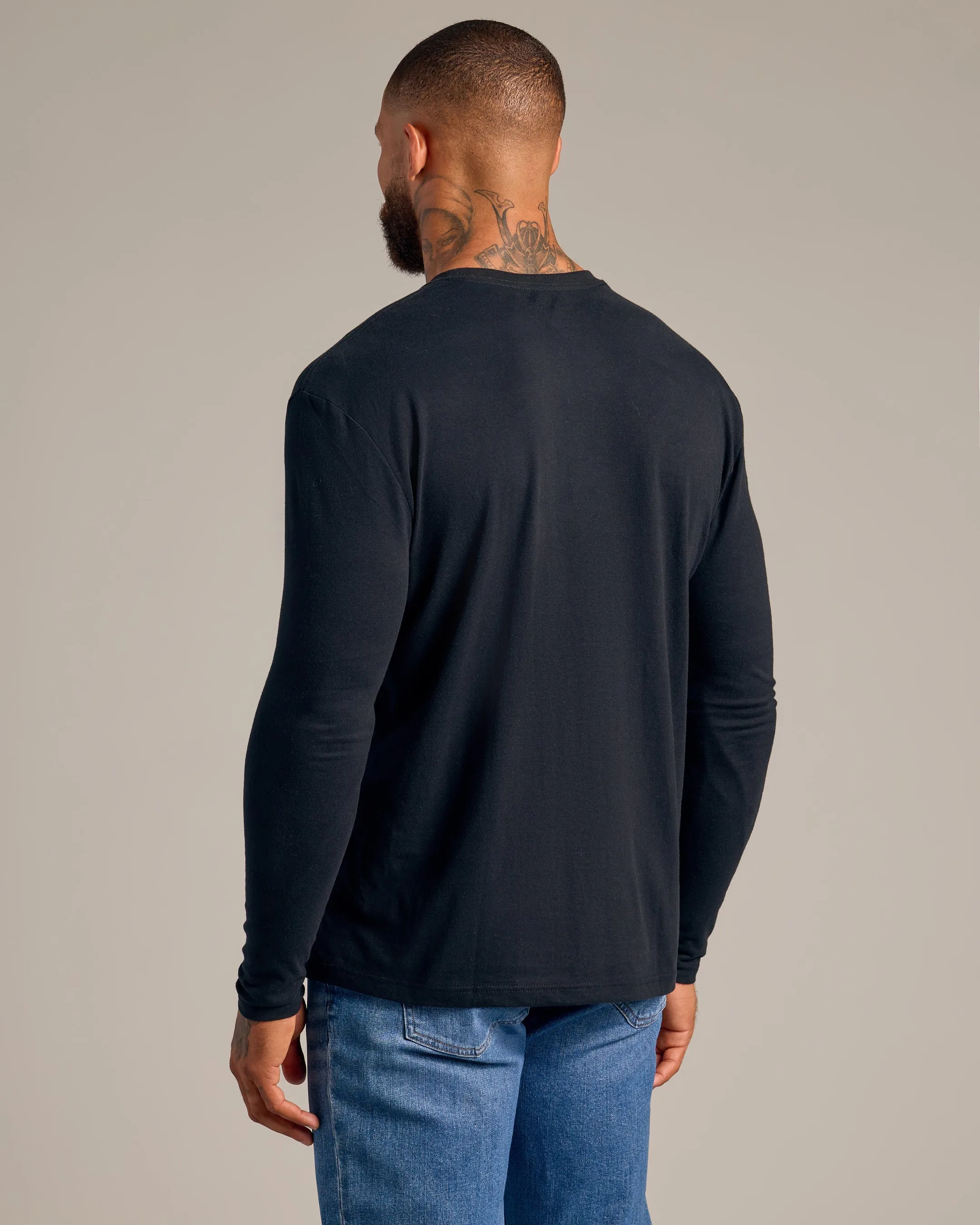 All Black Long Sleeve Crew Neck 6-Pack