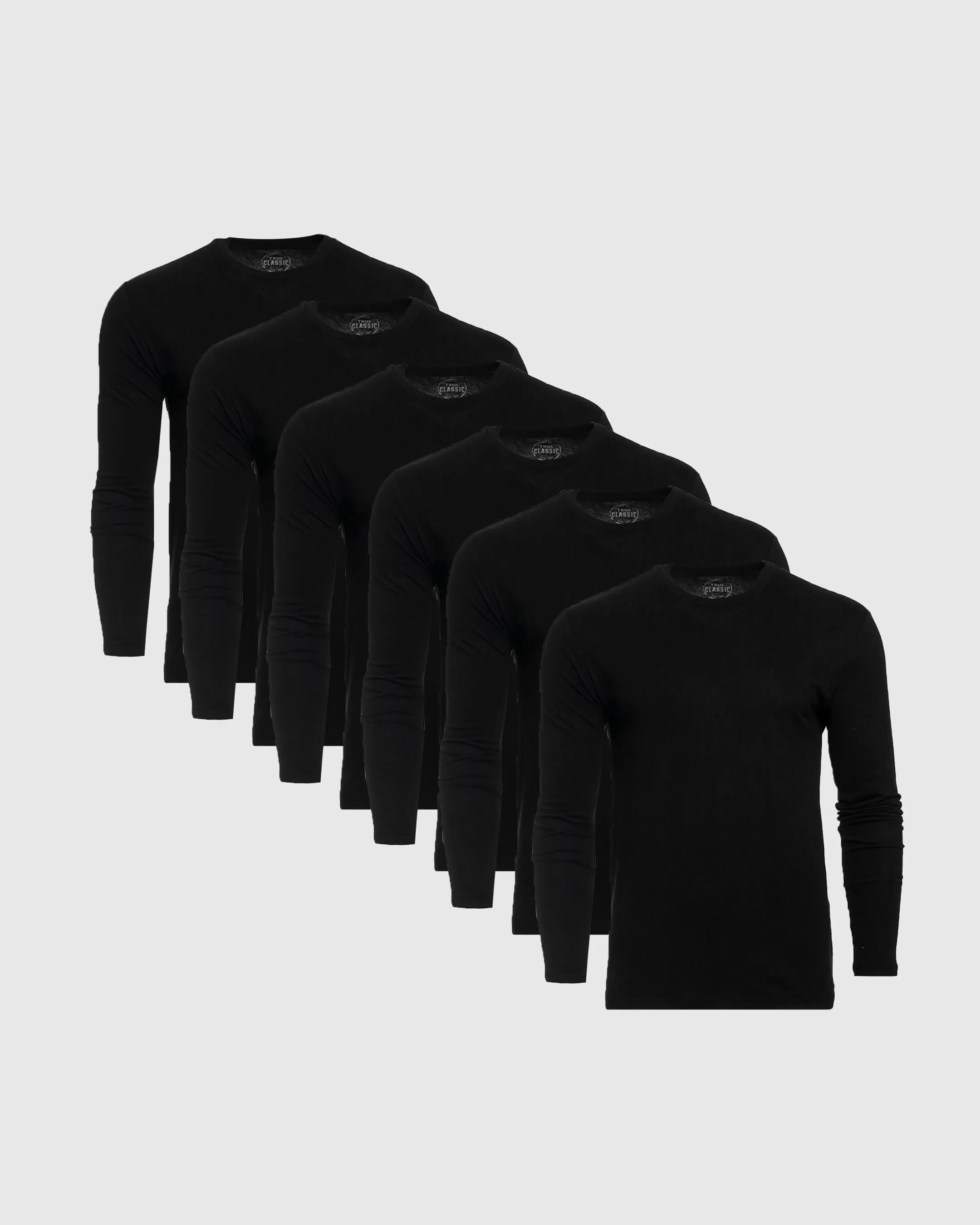 All Black Long Sleeve Crew Neck 6-Pack
