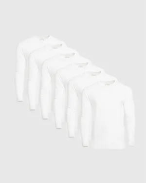 All White Long Sleeve Crew Neck 6-Pack