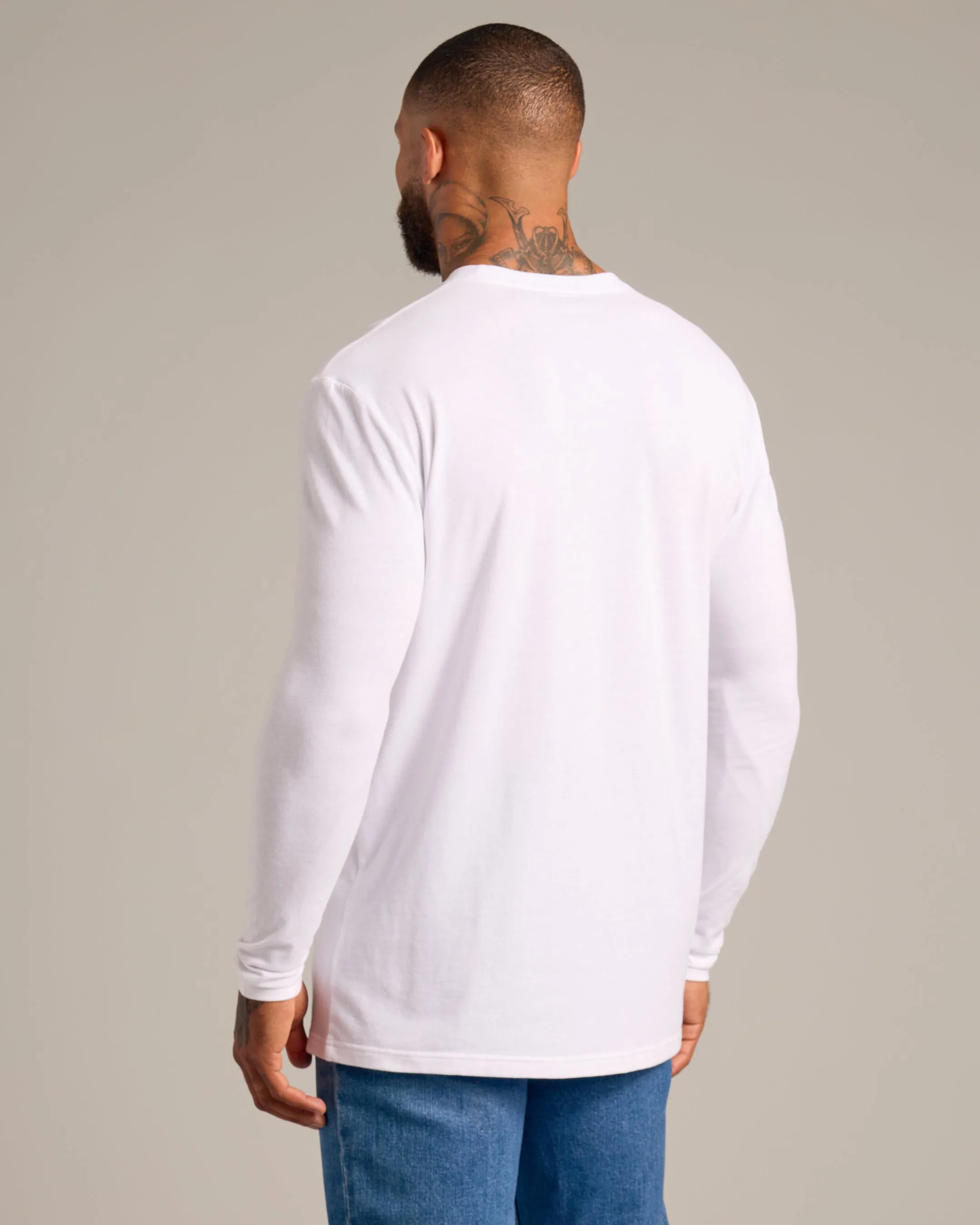 All White Long Sleeve Crew Neck 6-Pack