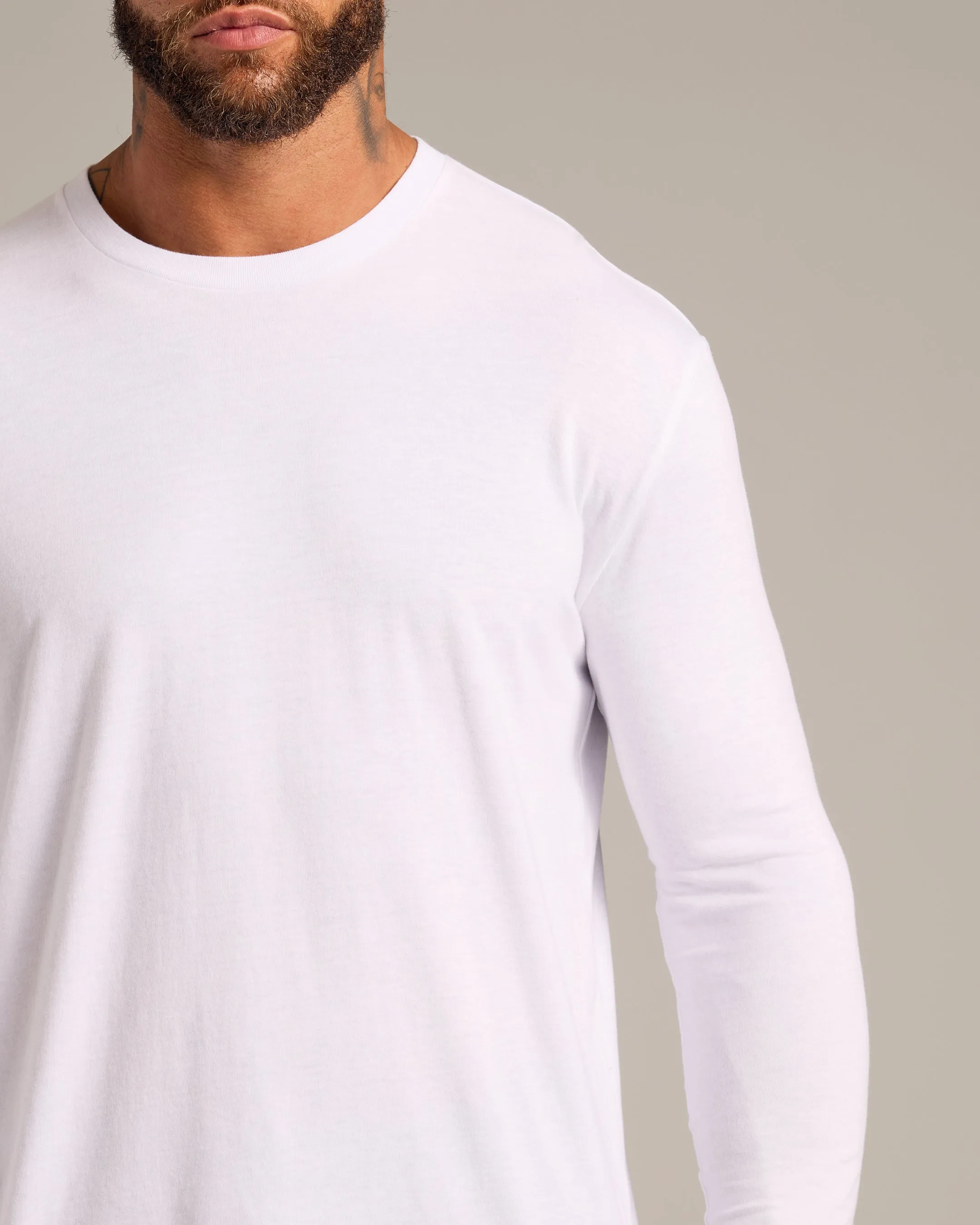 All White Long Sleeve Crew Neck 6-Pack