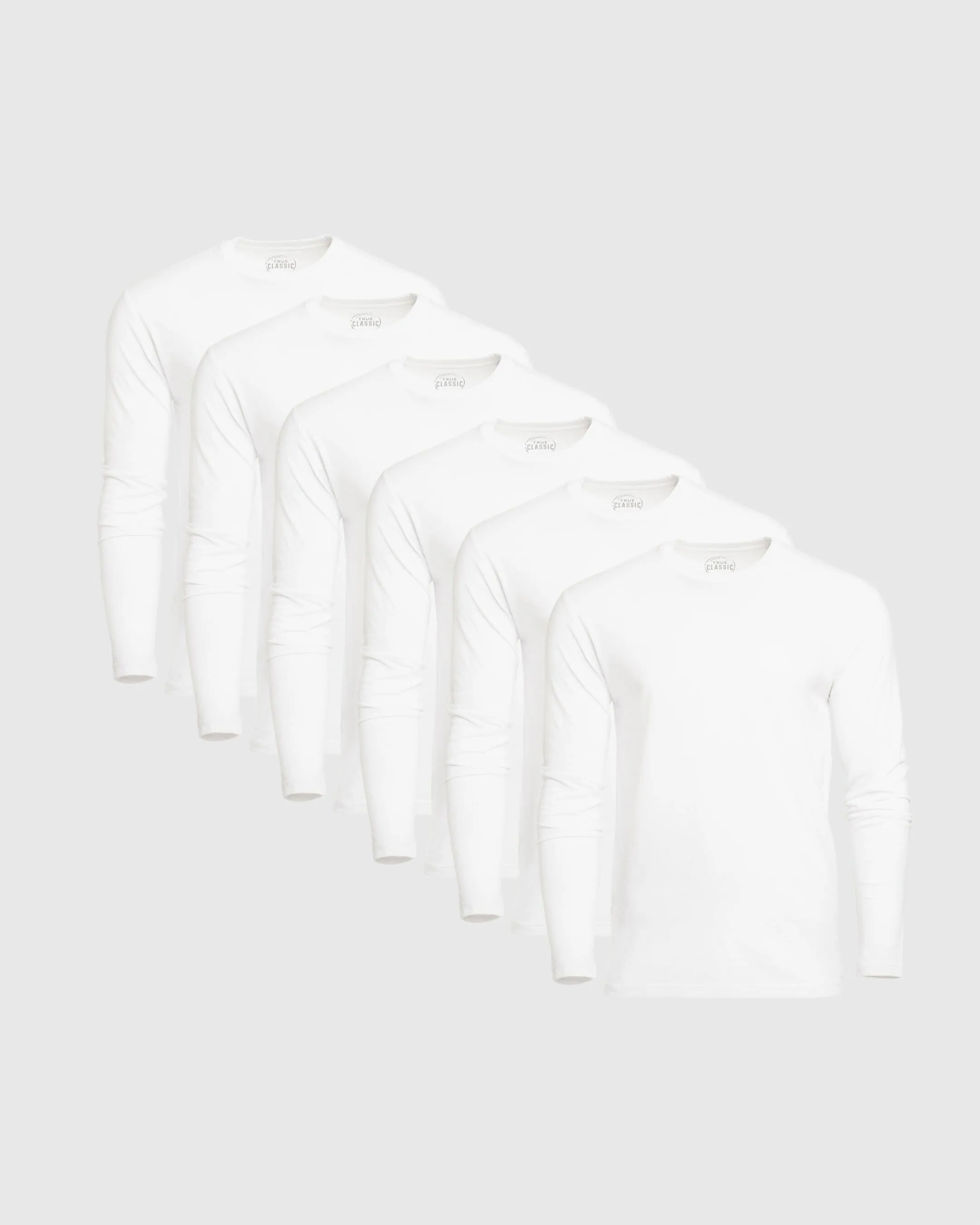 All White Long Sleeve Crew Neck 6-Pack