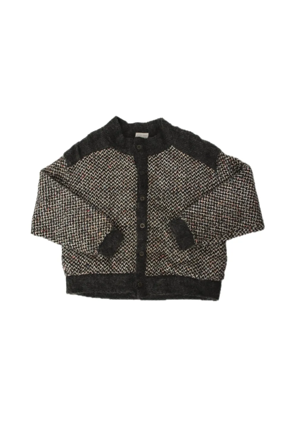 Allen Wah Wool & Chenille Chevron Cardigan