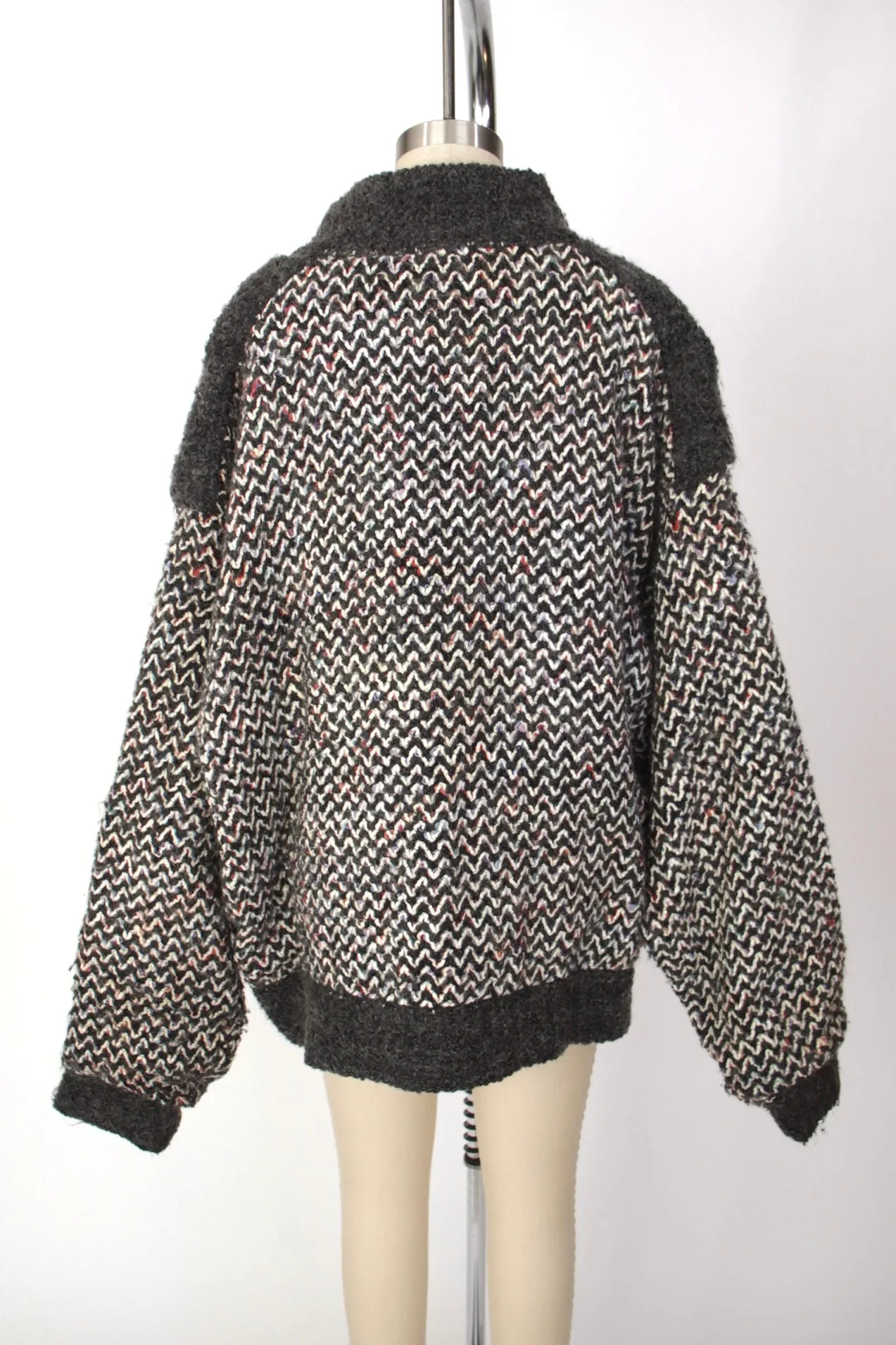 Allen Wah Wool & Chenille Chevron Cardigan