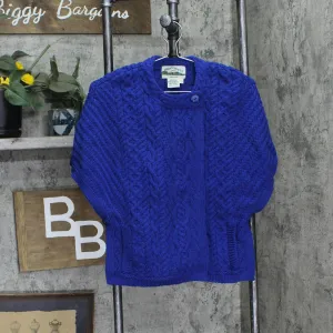 Aran Crafts Merino Wool Crew Neck Cape Button Sweater Poncho A290439 Blue S