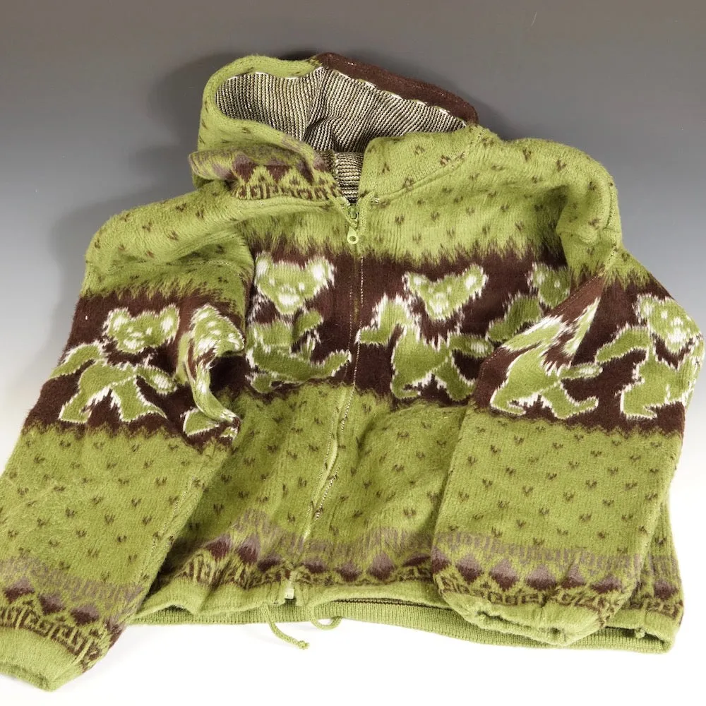 Baby Alpaca Wool Hoodie - Green Earth Tones - Dancing Bears