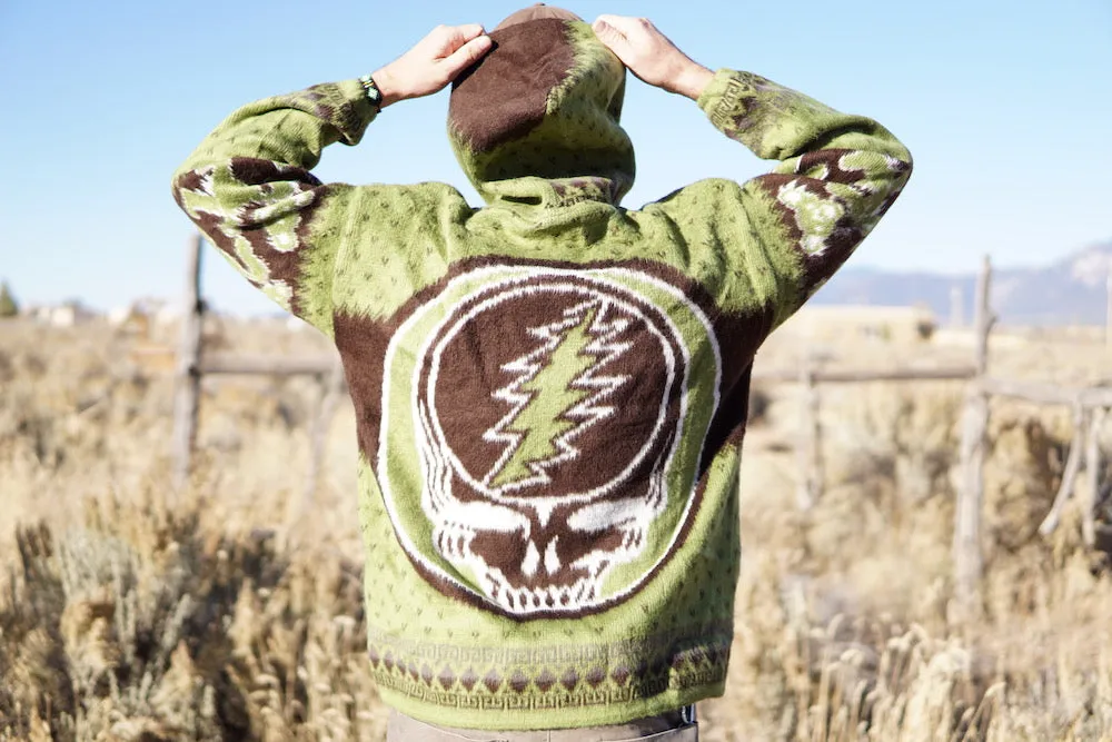 Baby Alpaca Wool Hoodie - Green Earth Tones - Dancing Bears