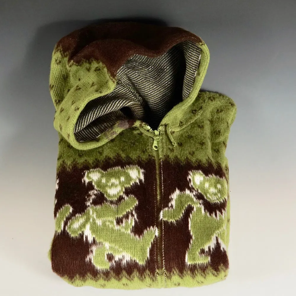 Baby Alpaca Wool Hoodie - Green Earth Tones - Dancing Bears