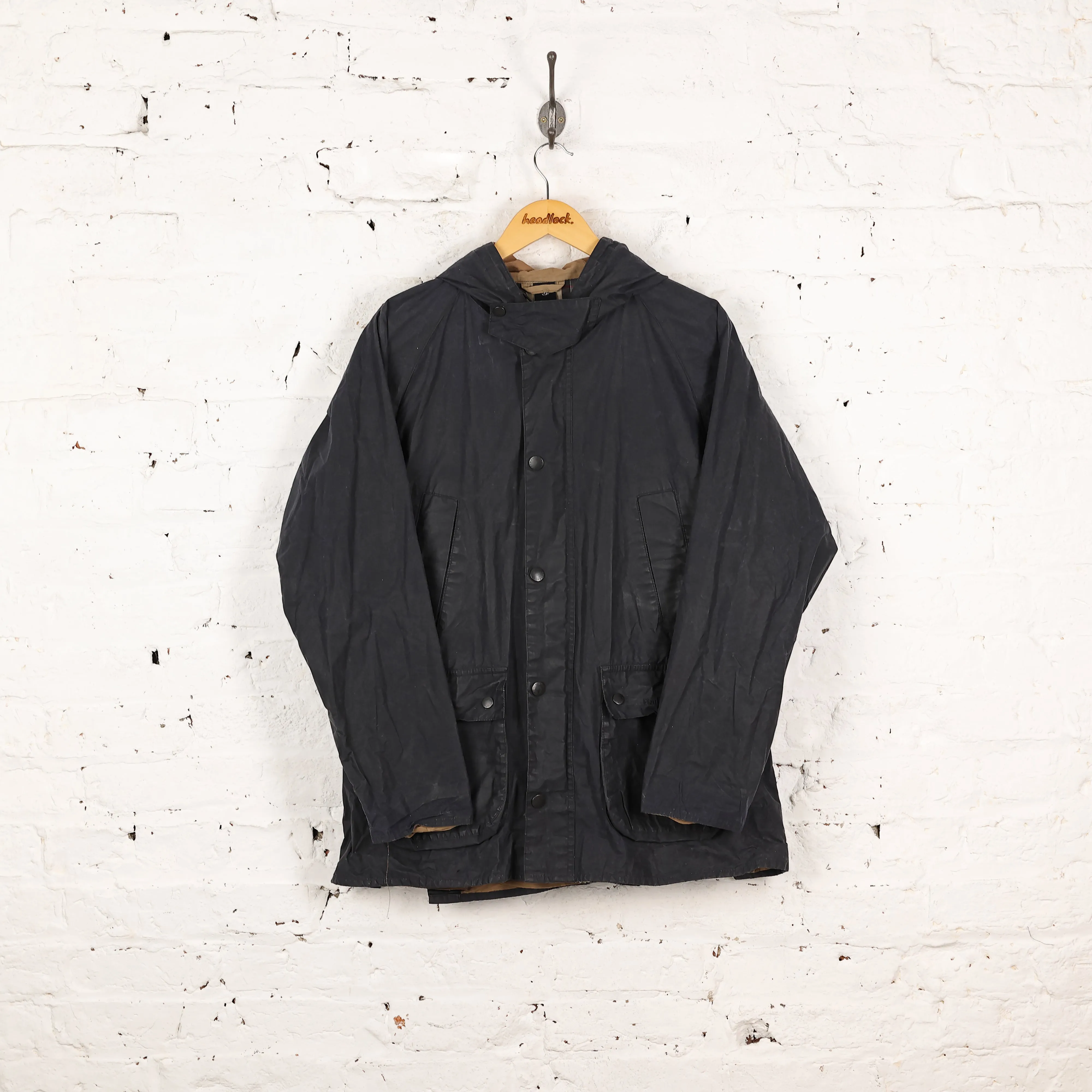 Barbour Lightweight Hooded Bedale Wax Jacket - Blue - L