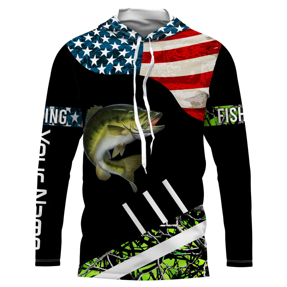 Bass American Flag Custom Long Sleeve Fishing Shirts, Patriotic Fishing gifts  TTS0078
