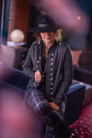 Black Plaid Stretch Pants