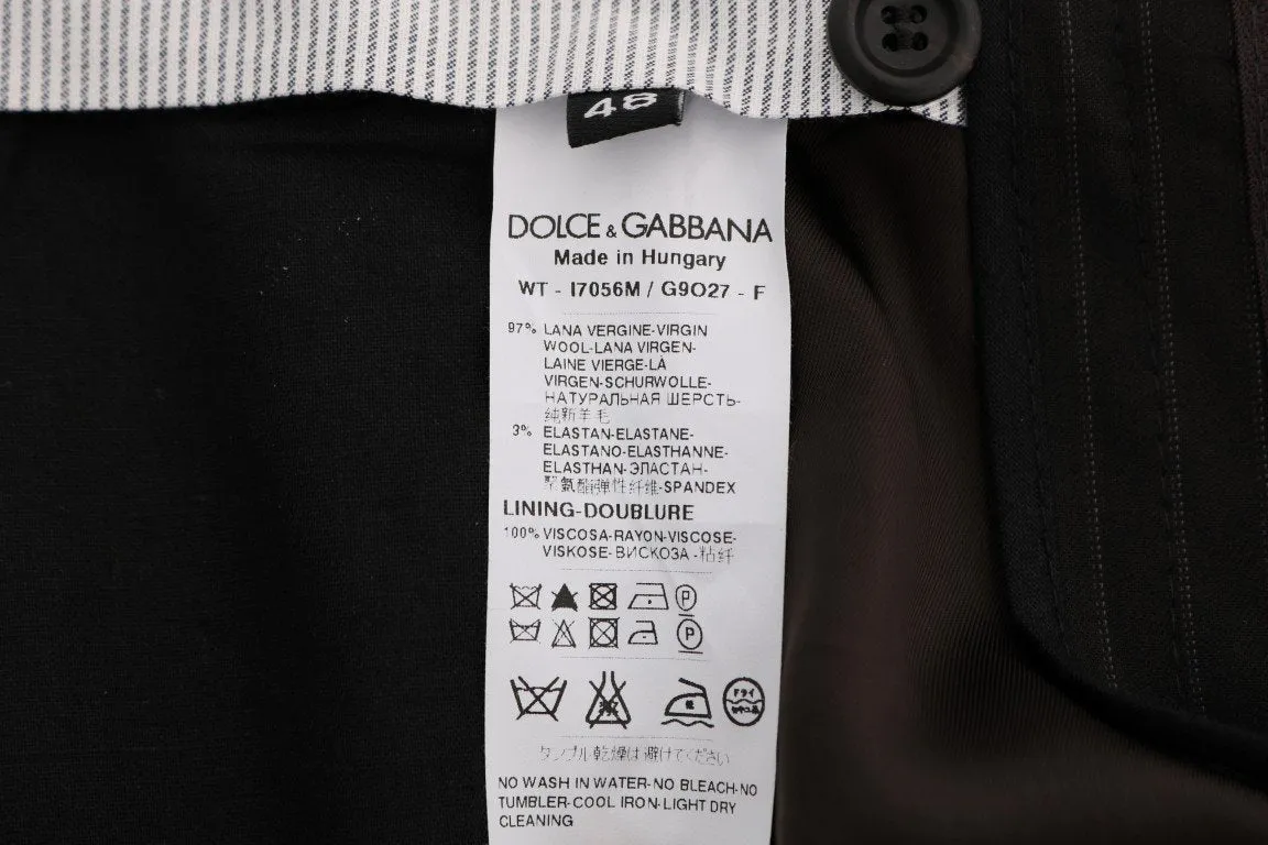 Black Striped Wool Stretch Formal Pants