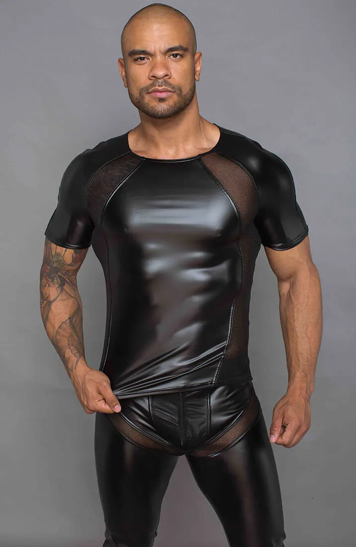Black wet look pants - MANNISH