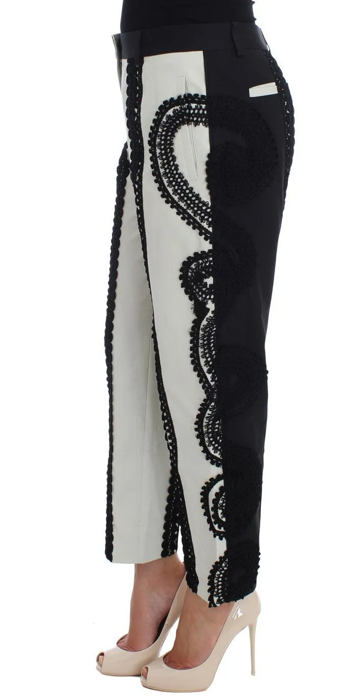 Black White Torero Stretch Capris Pants