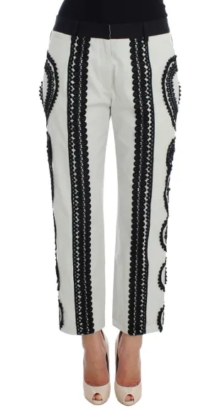 Black White Torero Stretch Capris Pants