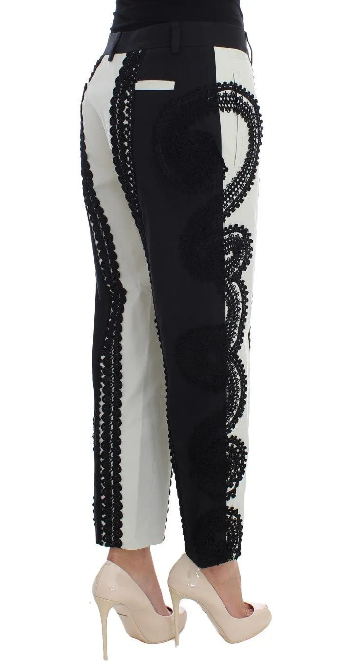 Black White Torero Stretch Capris Pants
