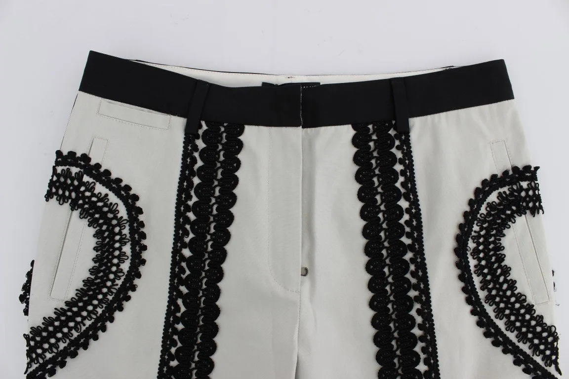 Black White Torero Stretch Capris Pants