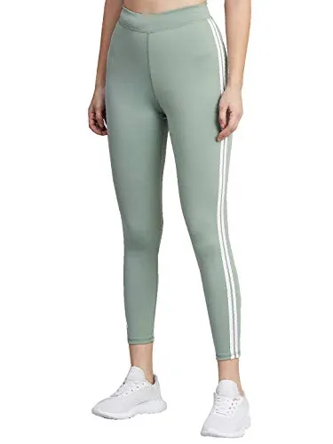 BLINKIN Women's Skinny Fit Trackpants (4443-LIGHT-GREEN-30_Light olive with white stripes_Large)