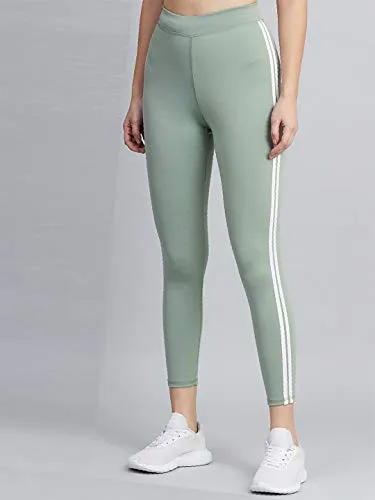 BLINKIN Women's Skinny Fit Trackpants (4443-LIGHT-GREEN-30_Light olive with white stripes_Large)