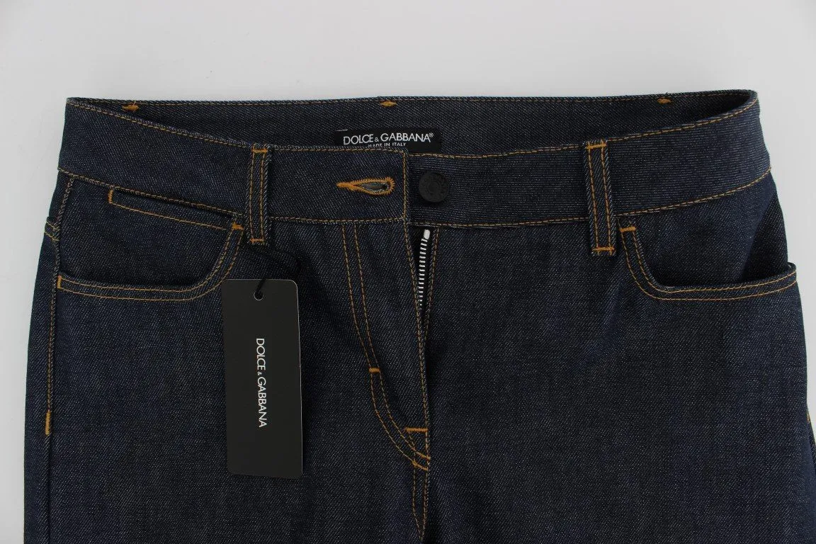 Blue Denim Cotton Stretch CAPRI Jeans