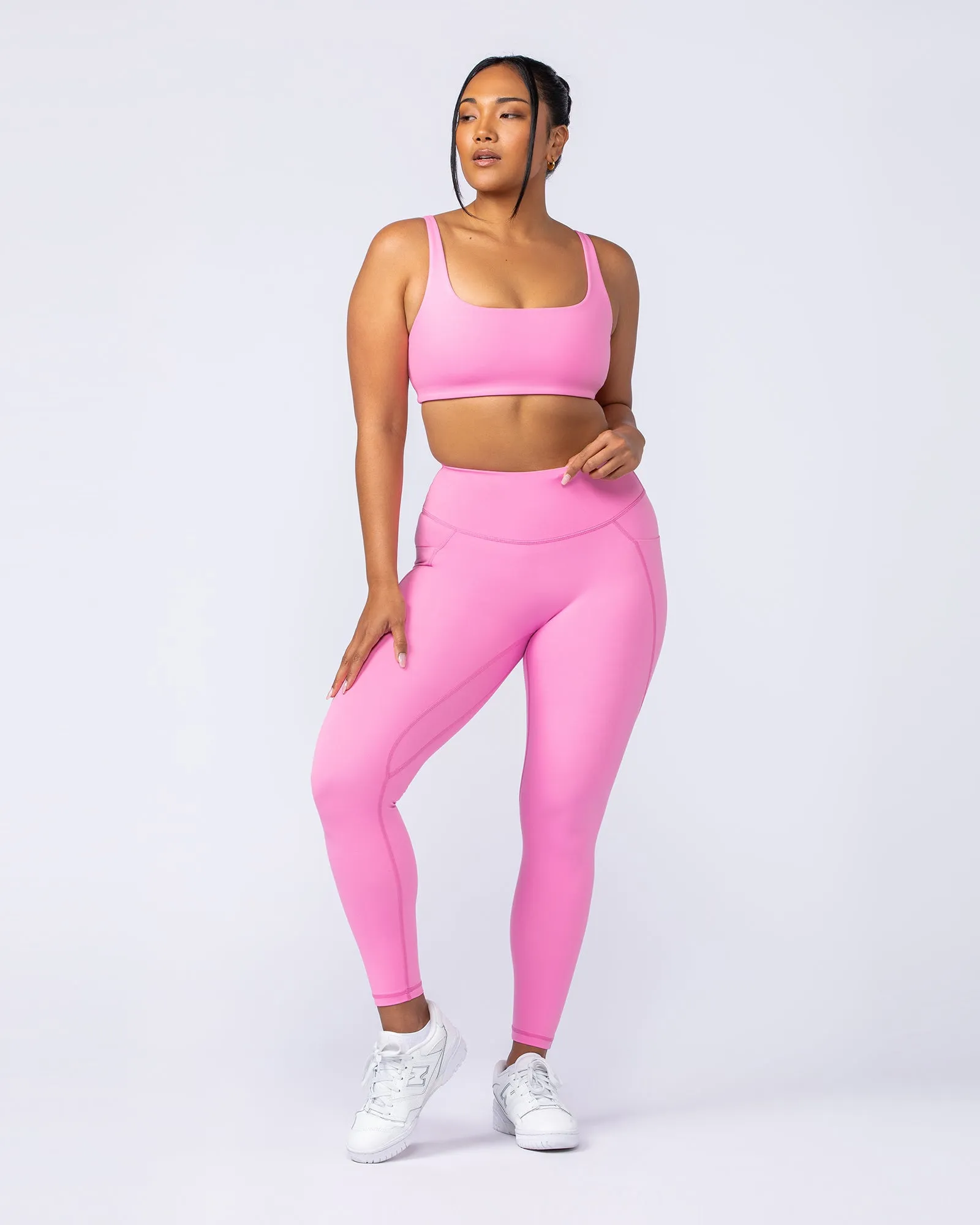 Booty Shaper Pocket Ankle Length Leggings - Hollywood Pink