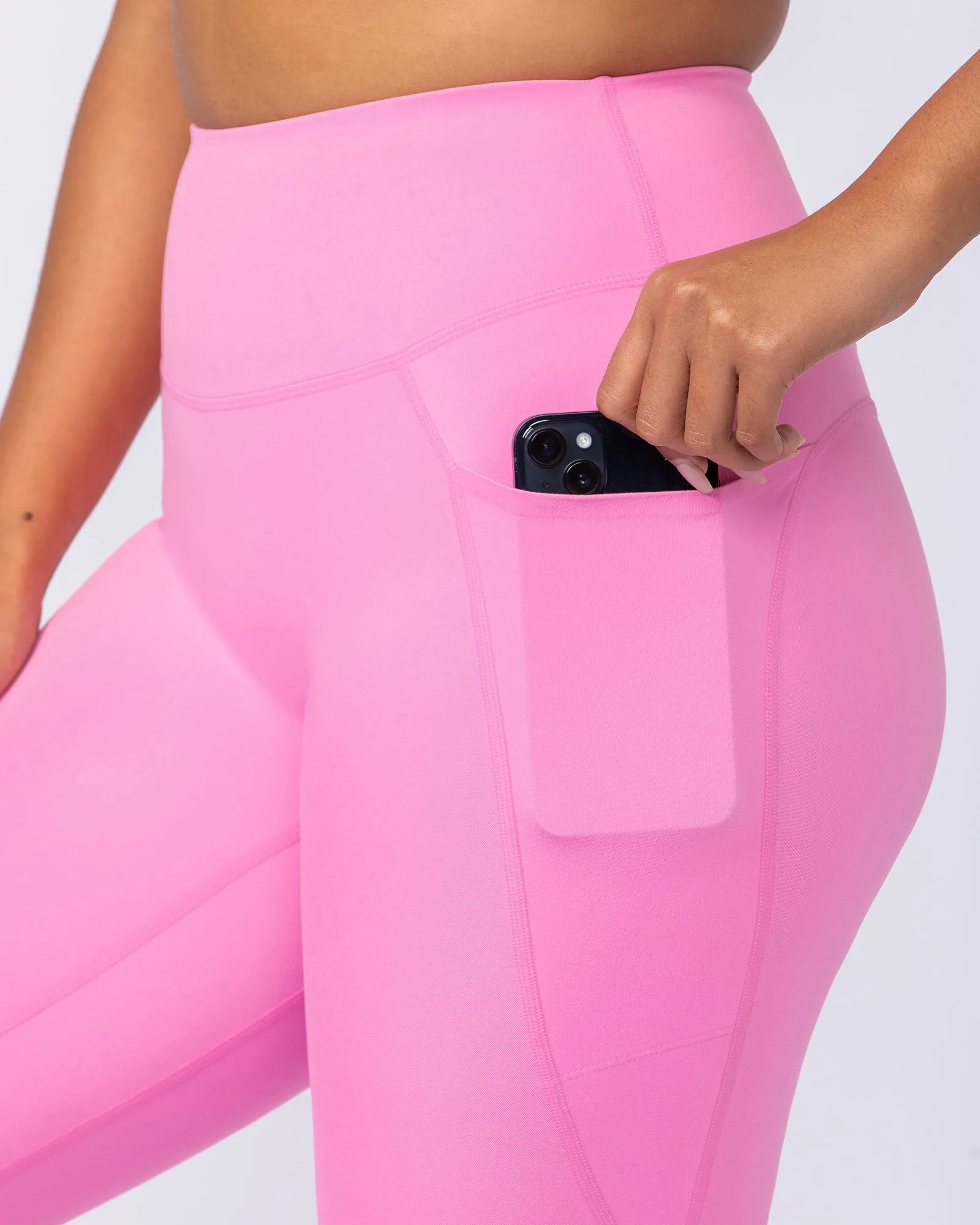 Booty Shaper Pocket Ankle Length Leggings - Hollywood Pink