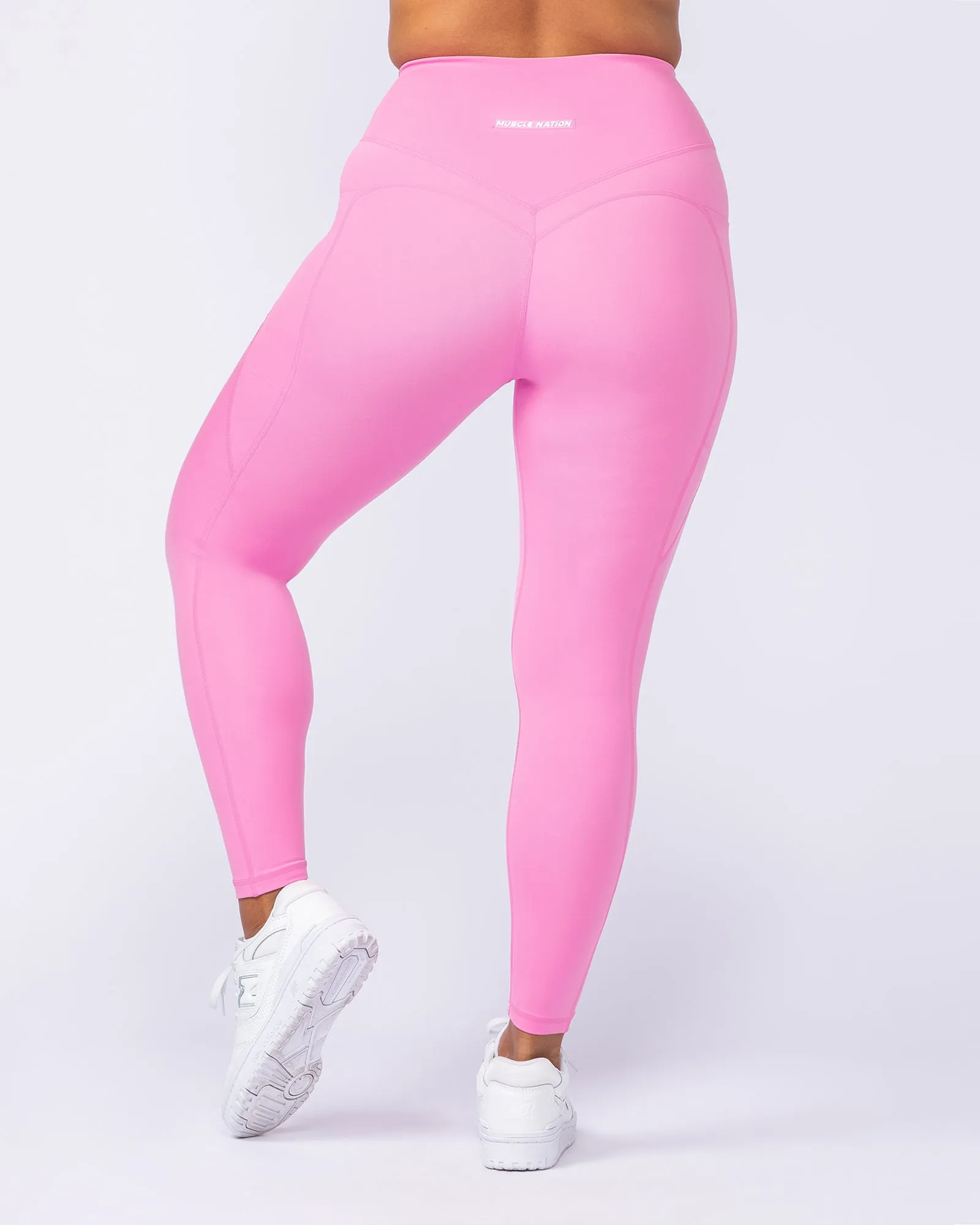 Booty Shaper Pocket Ankle Length Leggings - Hollywood Pink