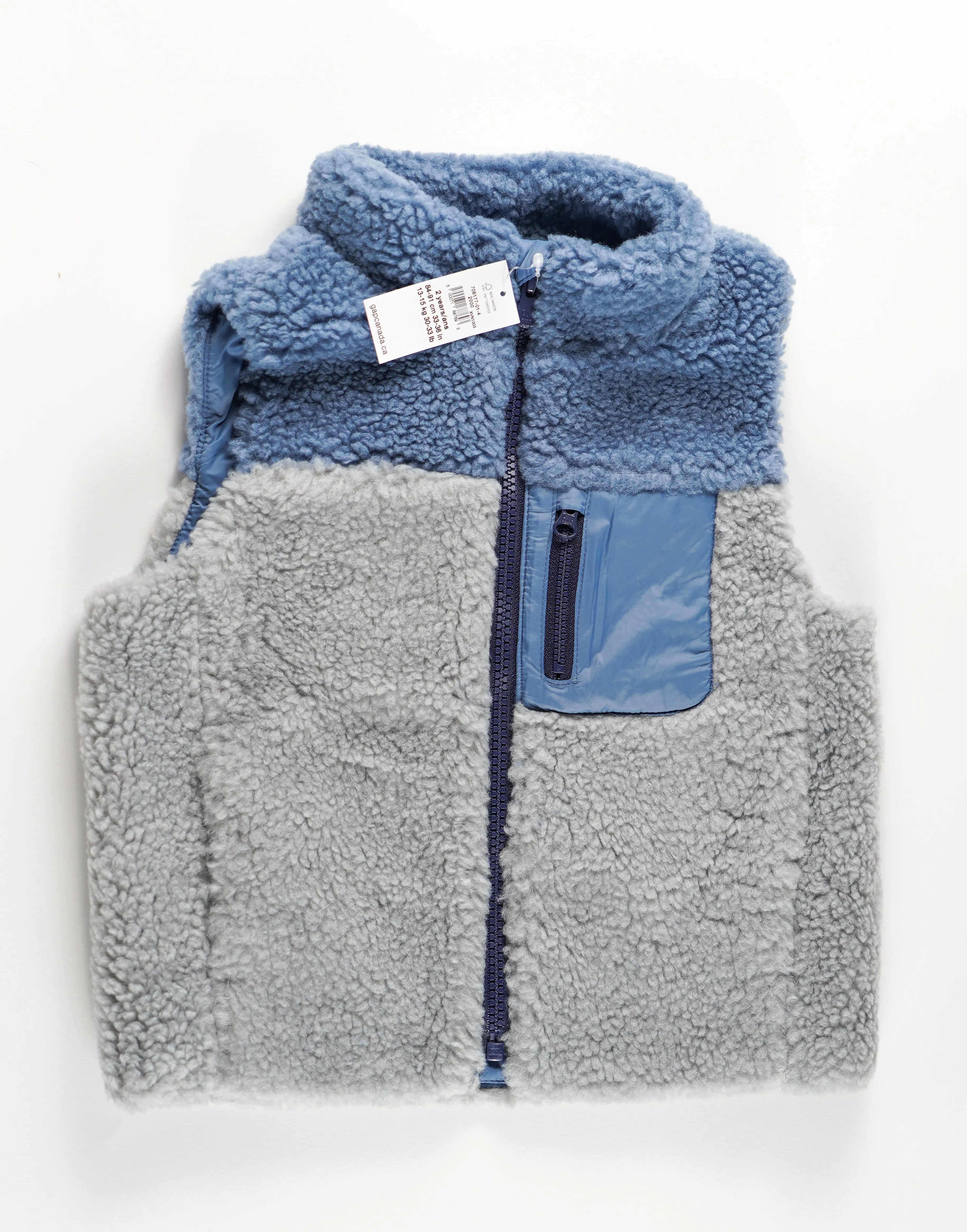 BOY SIZE 2 YEARS - Baby GAP, Sherpa Fleece Zippered Vest NWT B3