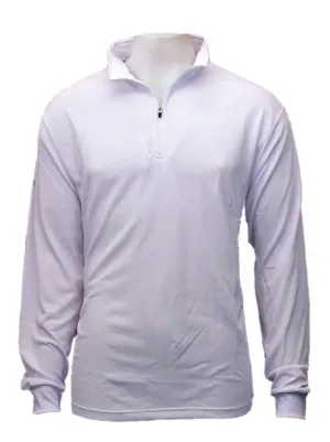BURKE Quick Dry Long Sleeve Zip Polo - WHITE - DISCONTINUED STYLE