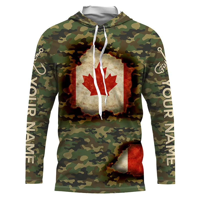 Canadian Flag Camo Custom long sleeve performance Fishing Shirt TTS0186