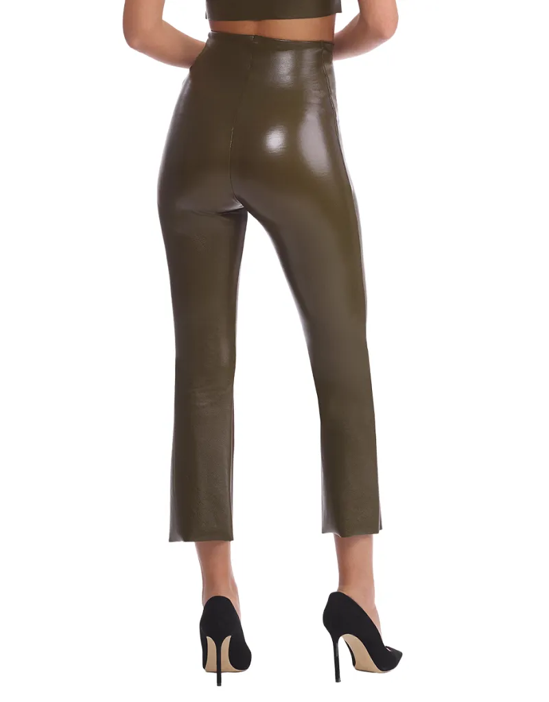 Commando Faux Leather Cropped Flare in Cadet