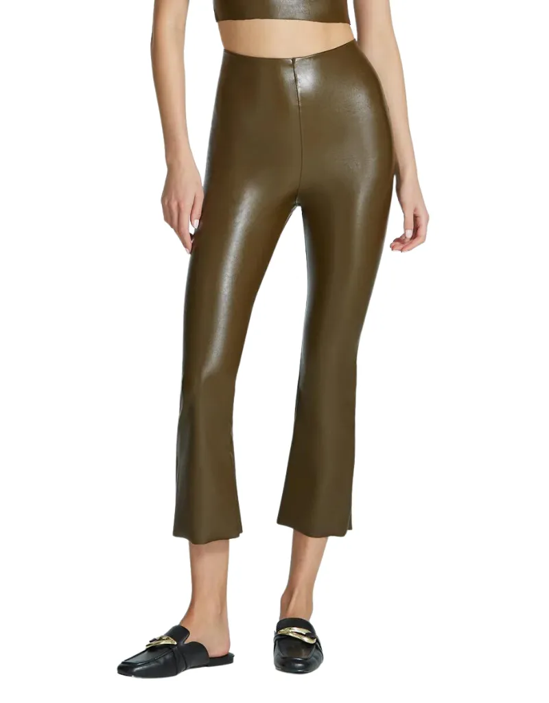 Commando Faux Leather Cropped Flare in Cadet