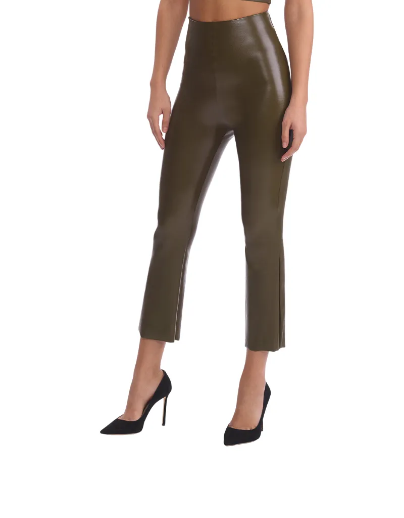 Commando Faux Leather Cropped Flare in Cadet