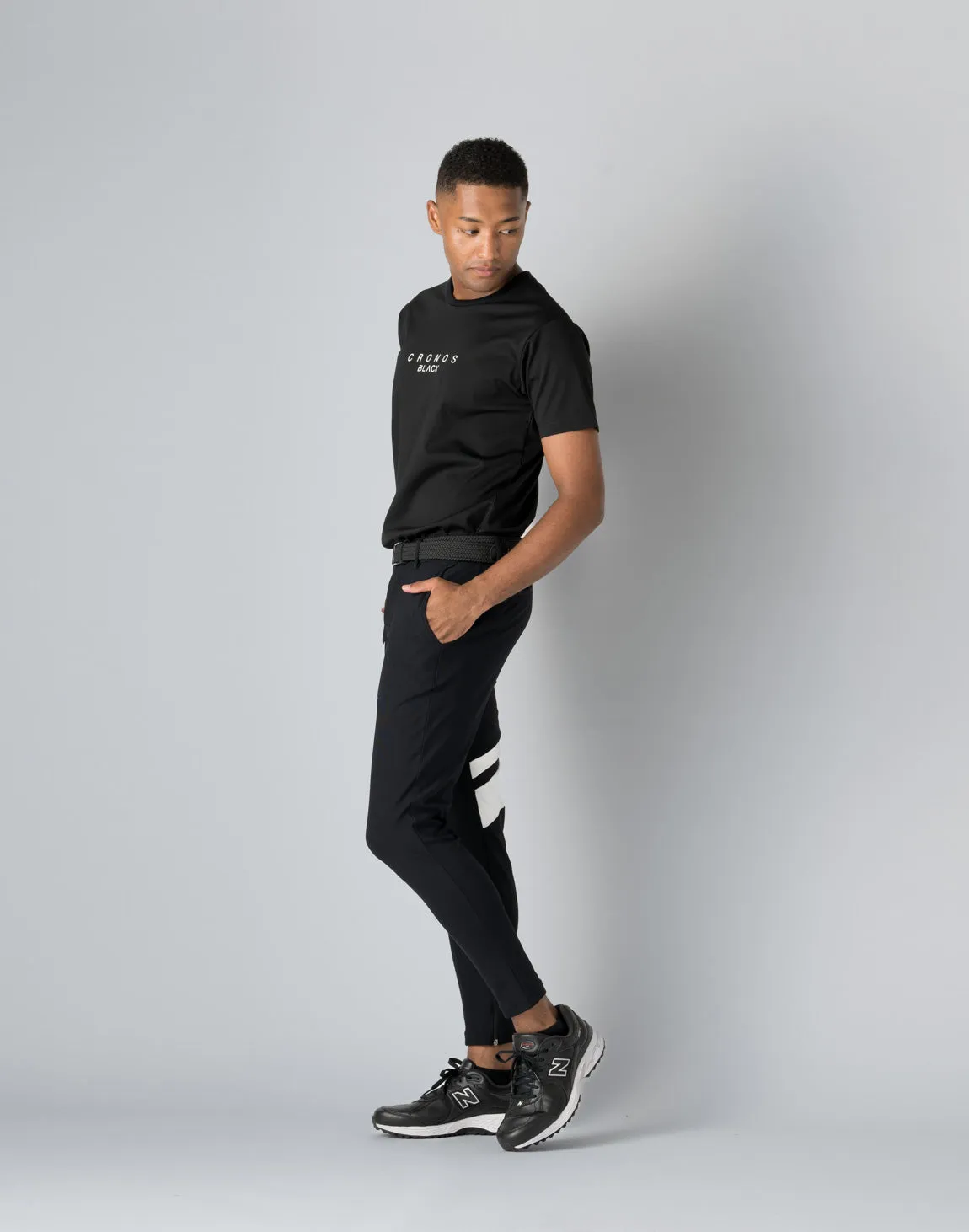CRONOS BLACK STRETCH PANTS【BLACK×WHITE】