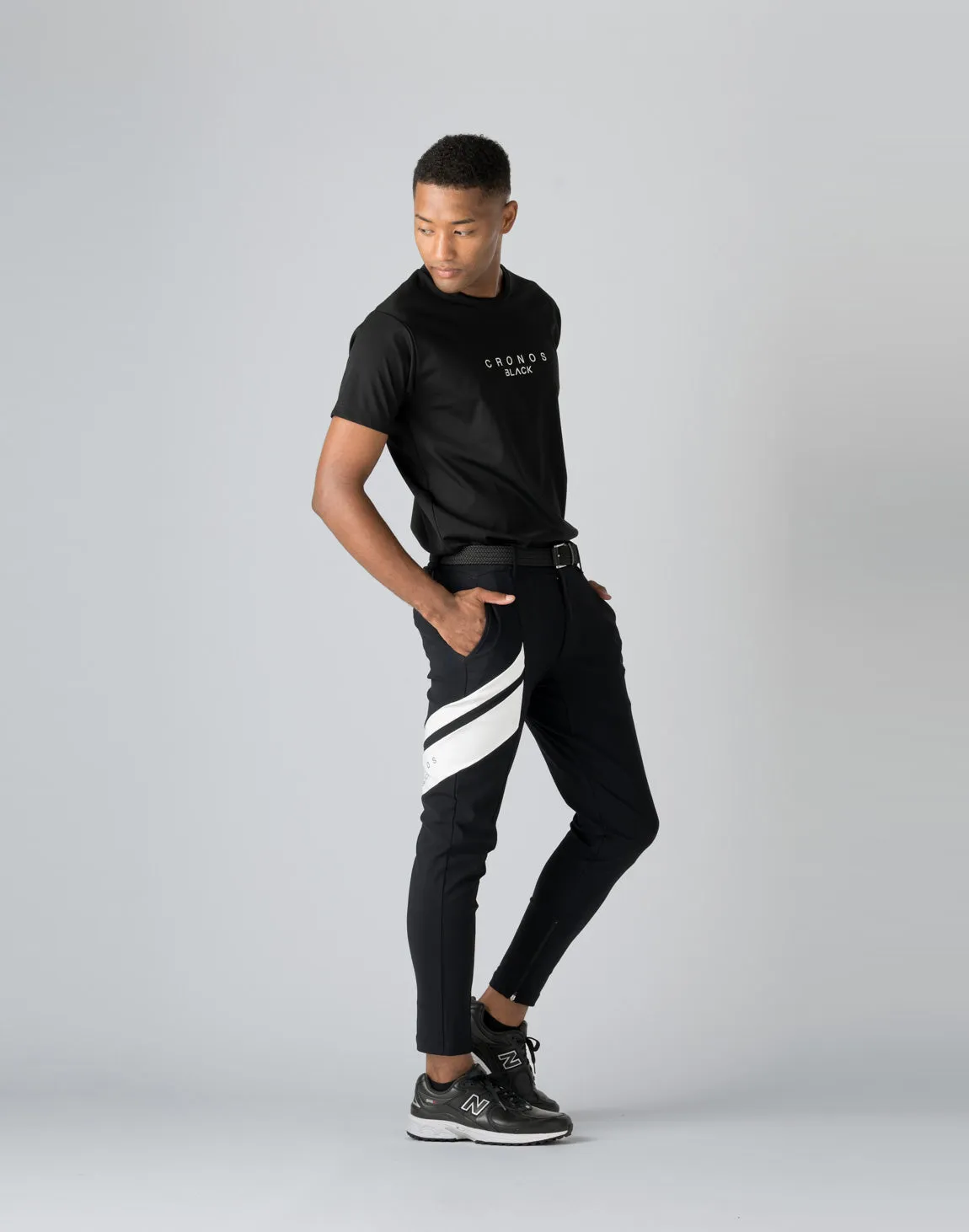 CRONOS BLACK STRETCH PANTS【BLACK×WHITE】