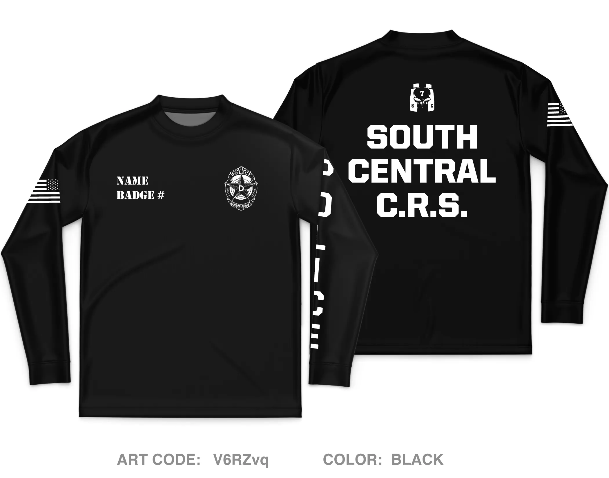 CUSTOM Dallas PD Store 1 Core Men's LS Performance Tee - V6RZvq