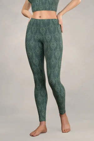 Deco Fan Leggings: Dark Teal Blue