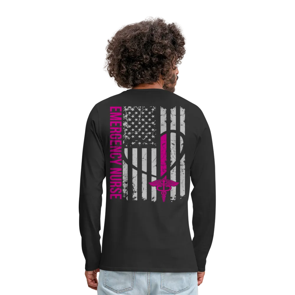Emergency Nurse Stethoscope Front No Name Men's Premium Long Sleeve T-Shirt