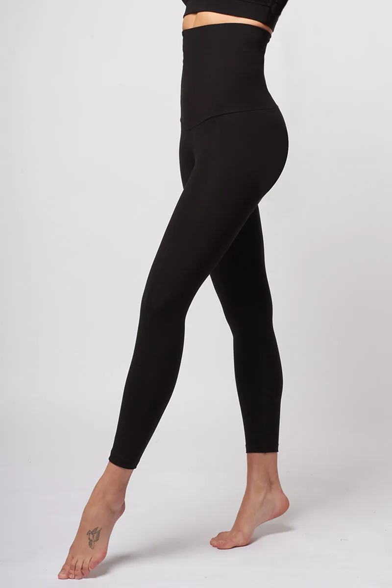 Extra Strong Compression Leggings with High Waisted Tummy Control Black