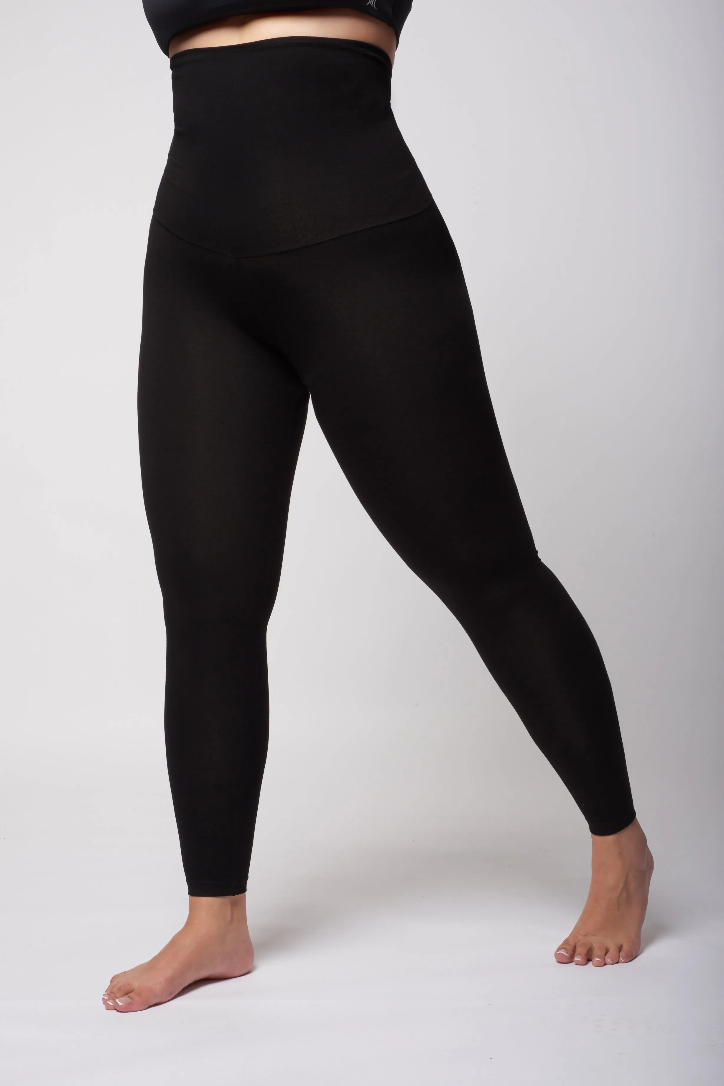 Extra Strong Compression Leggings with High Waisted Tummy Control Black