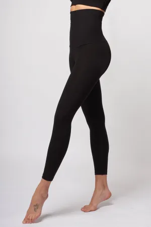 Extra Strong Compression Leggings with High Waisted Tummy Control Black