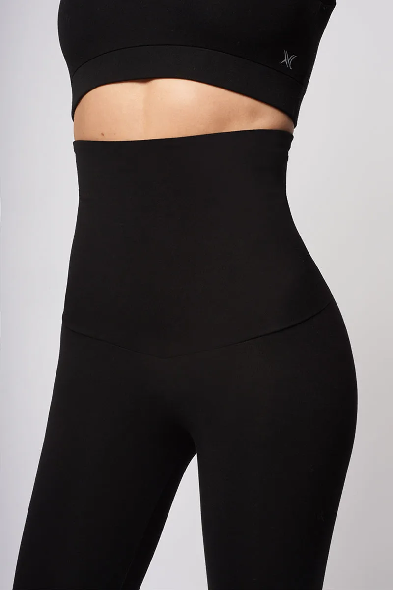 Extra Strong Compression Leggings with High Waisted Tummy Control Black